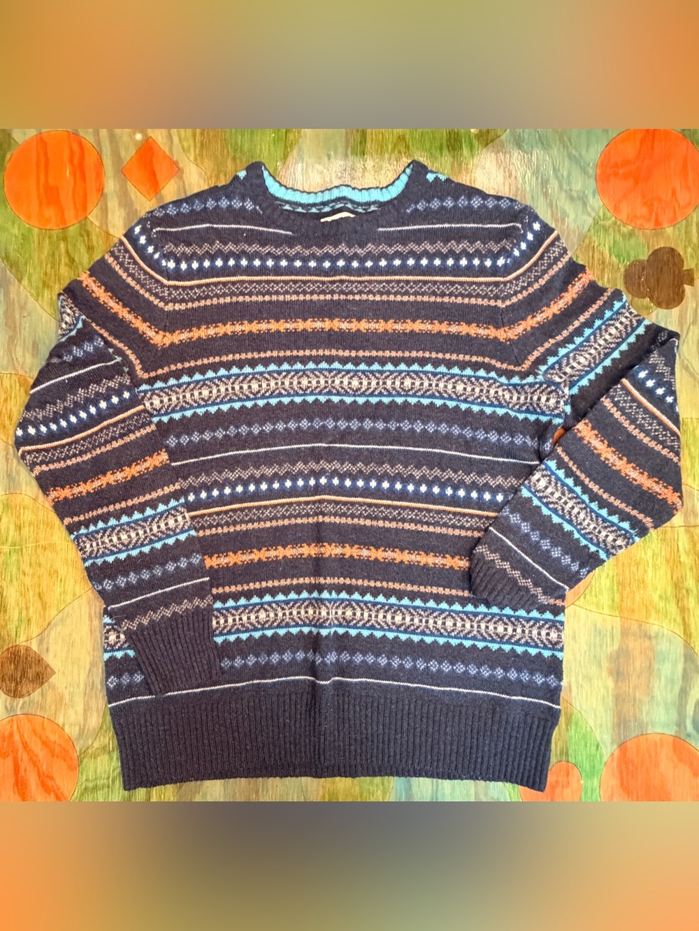 Urban Pipeline Fair Isle Sweater Mens Large Nordic Knit Crewneck Vintage Multico